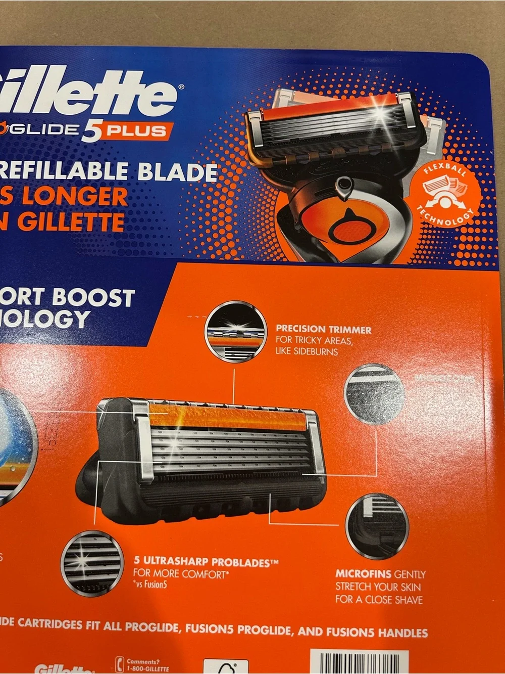 Gillette ProGlide 5 Plus Replacement Cartridges - Blue & Orange (16 Pack) sealed